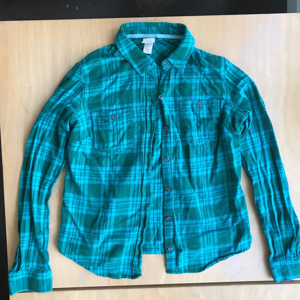 Soft blue green button up flannel